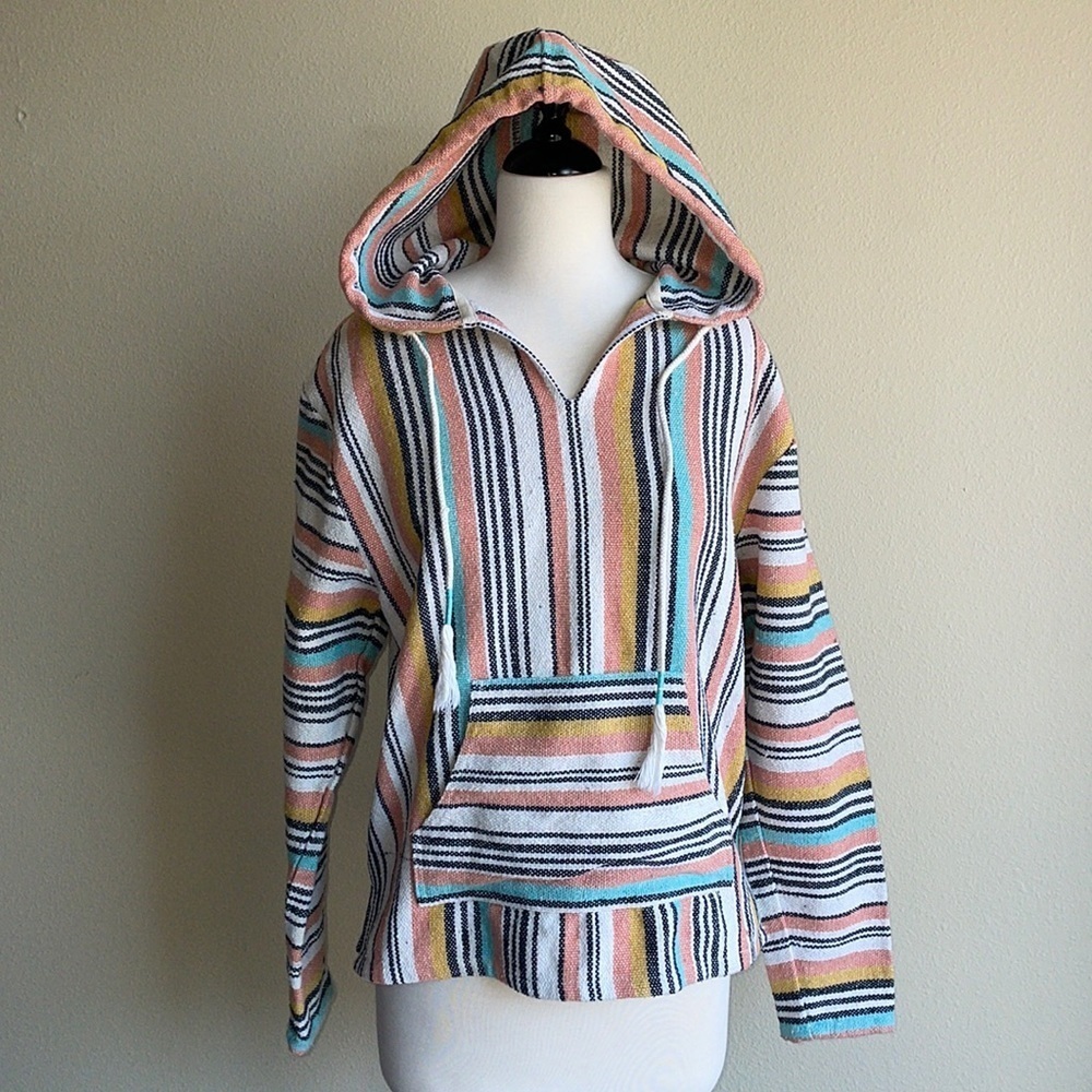 BEACHLIFE cotton long sleeve striped cover up top women’s size XS - Picture 2 of 8